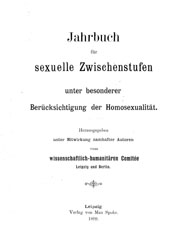 Titelblatt "Jahrbuch für sexuelle Zwischenstufen"