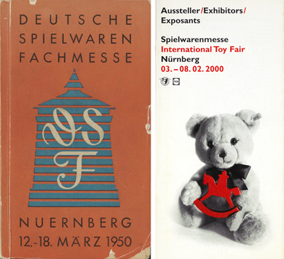 Umschlagbilder des Katalogs der Spielwarenmesse von 1950 und des Ausstellerverzeichnisses von 2000